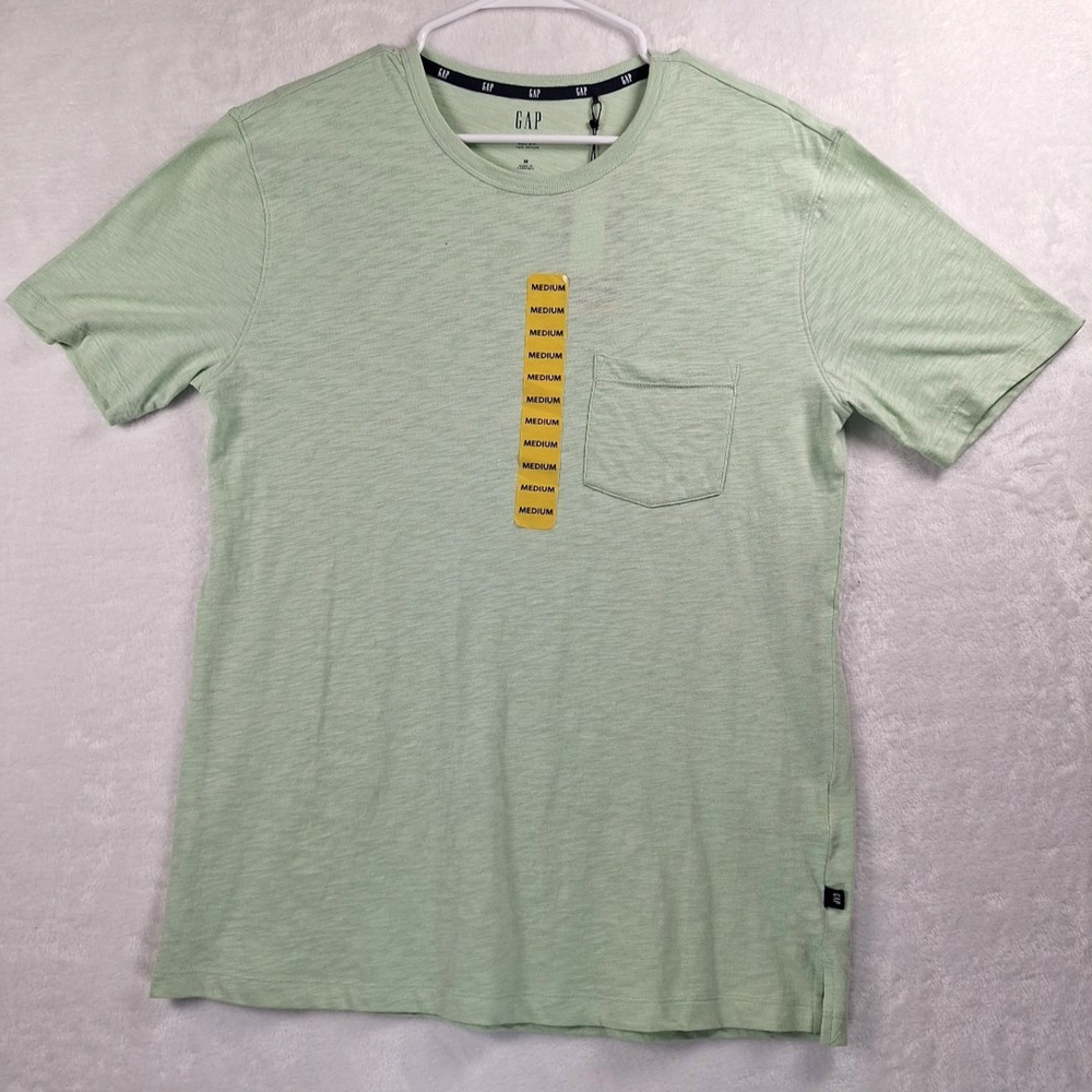 GAP Men's Cotton Short Sleeve Green Relaxed Crewneck Slub Pocket Tee